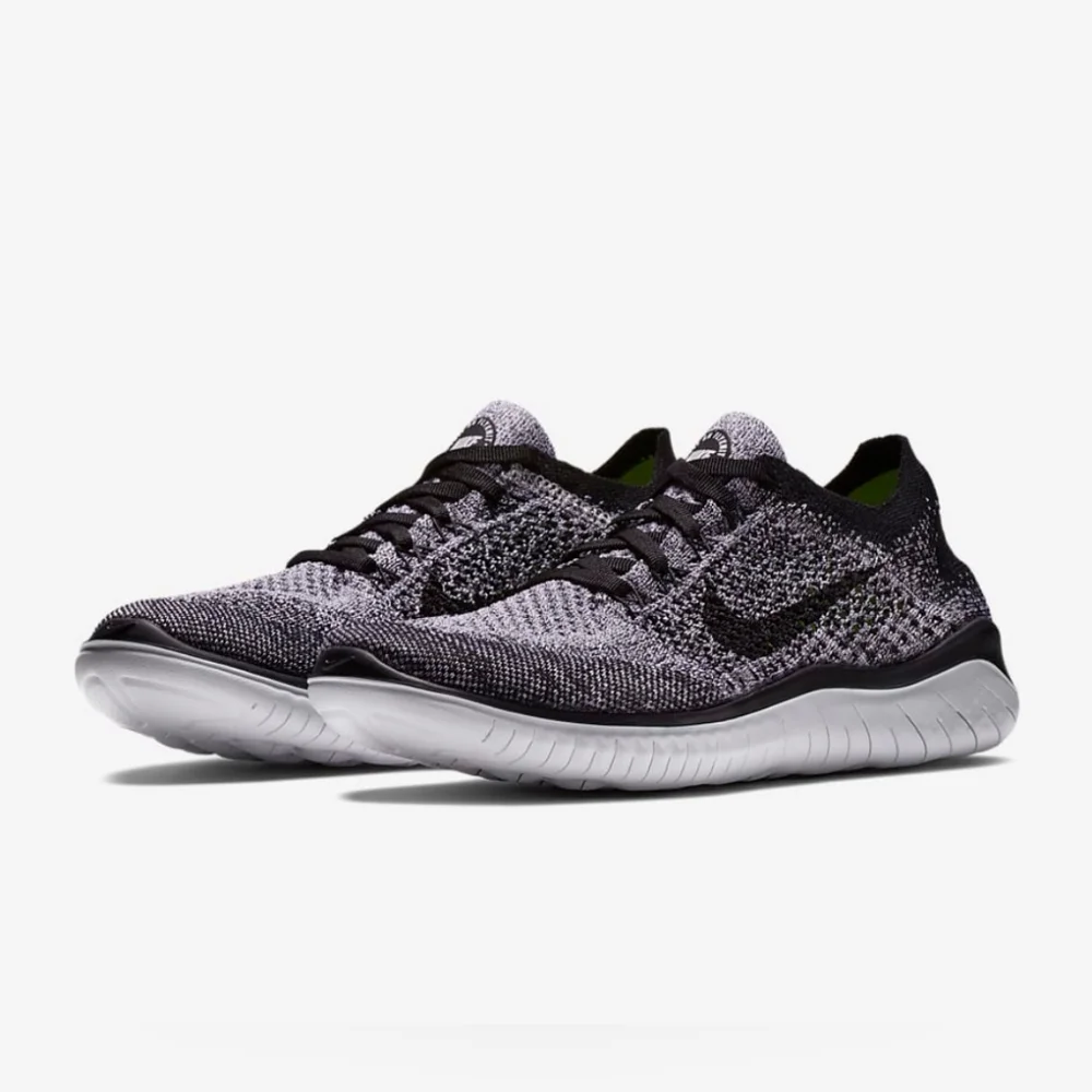 Nike Free Rn Flyknit 2018 White Black Running Shoes Men's 942838-101 Size 10 - Picture 3 of 12